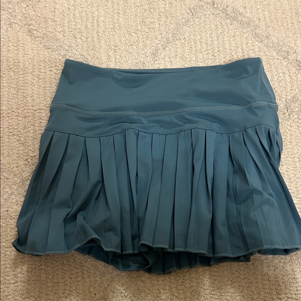 Gold Hinge Pleated Teal Skirt